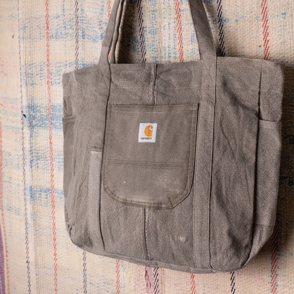 Gray Upcycled carhartt Tote bag - Picture 4 of 7